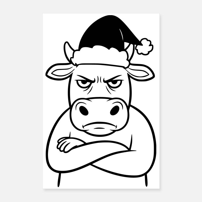 Lustige Grummel-Kuh zu Weihnachten Poster 40x60 cm