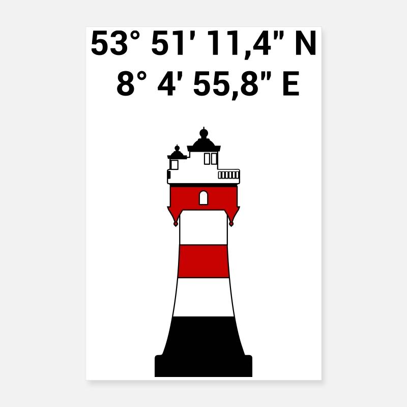 Red Sand Lighthouse - Sailing - Skipper - Maritime Poster 16" x 24" (40x60 cm)