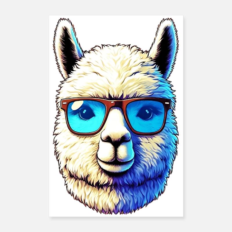Alpaka mit Sonnenbrille Poster 40x60 cm