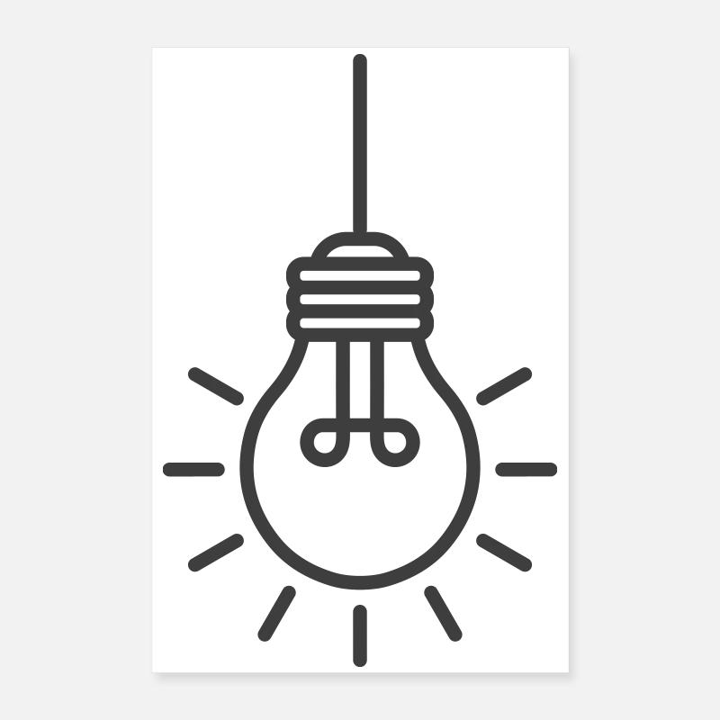 Hanging Light Bulb Line Icon Poster 16" x 24" (40x60 cm)