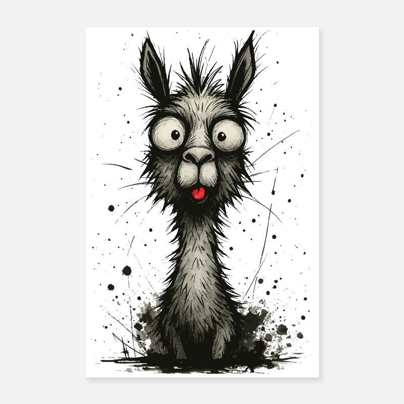 Lustiges Lama mit Zunge – Comic Splash Poster 40x60 cm