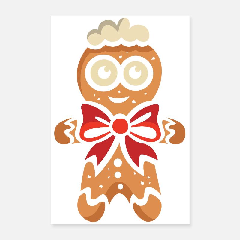 Lebkuchenmann mit roter Schleife Poster 40x60 cm