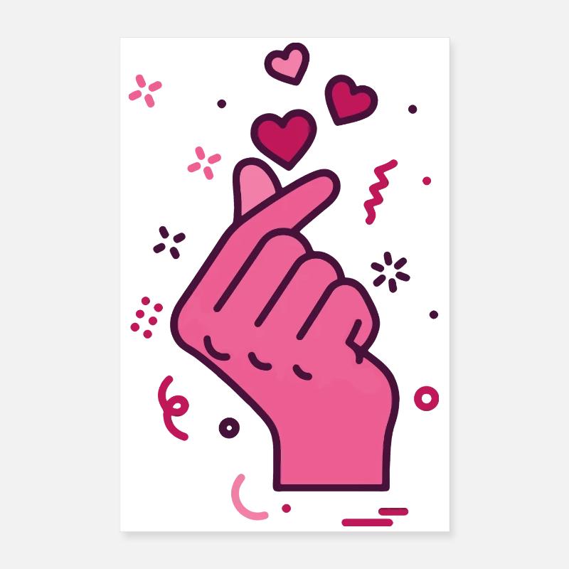 Kpop Musique coréenne Doigts mignons Cœur Amour Corée Poster 40 x 60 cm