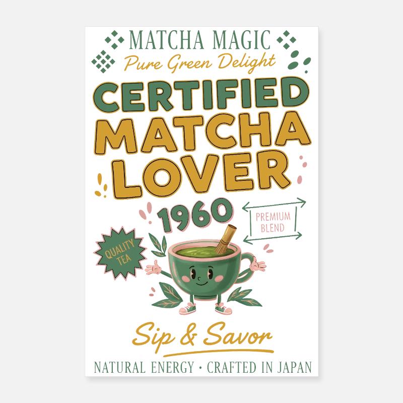 Certified Matcha Lover 1960 Matcha Magic Tea Poster 16" x 24" (40x60 cm)
