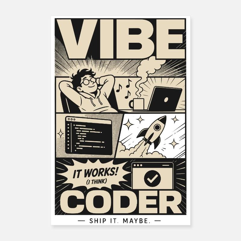 Vibe Coder Programmeur Humour Poster 40 x 60 cm