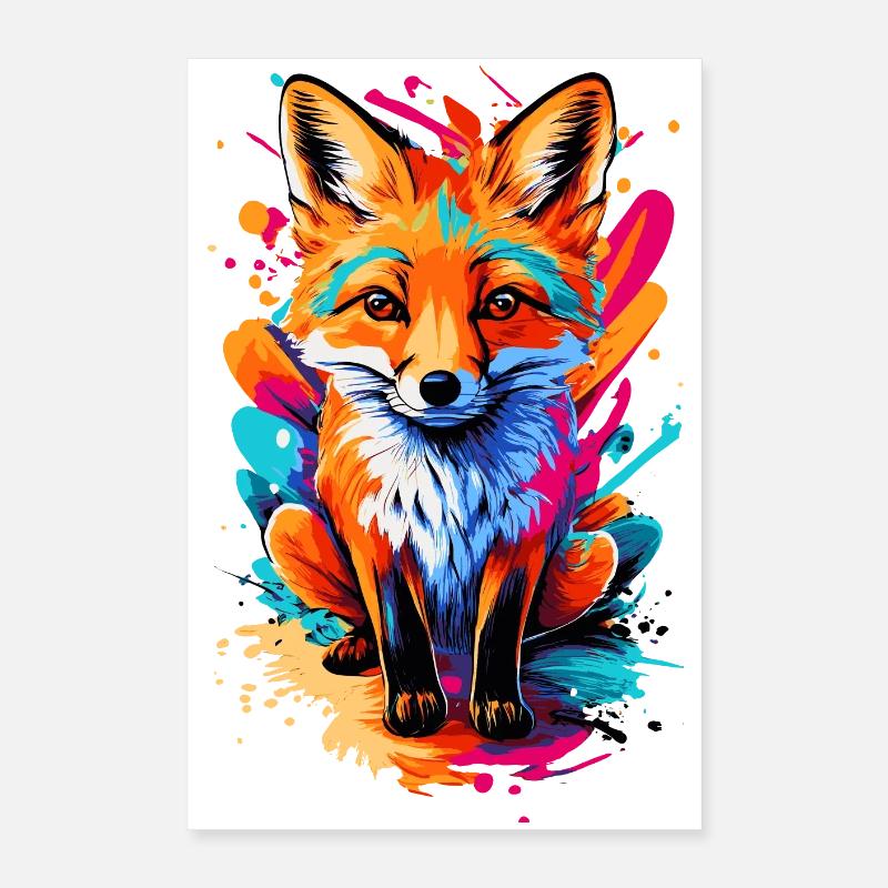 Bébé renard - renard roux mignon - renard coloré Poster 40 x 60 cm