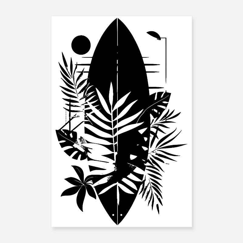Planche de surf style dessin animé Poster 40 x 60 cm