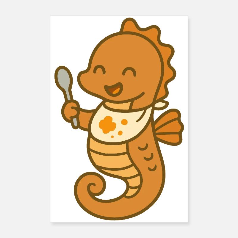 Snackspaß mit Seepferdchen Poster 40x60 cm