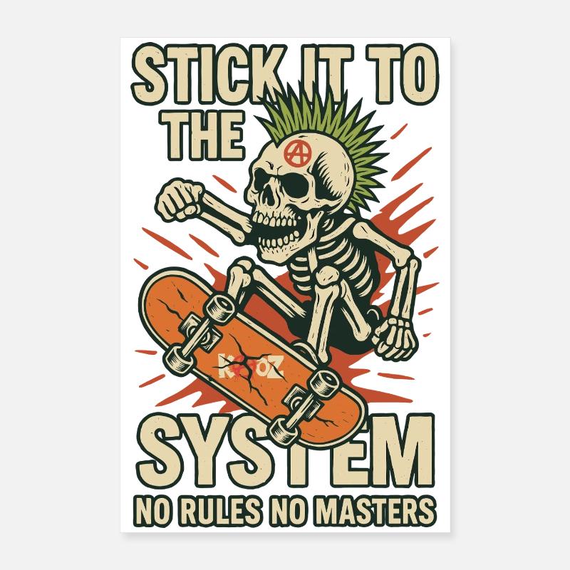 Skateboard Skeleton contre le système Poster 40 x 60 cm