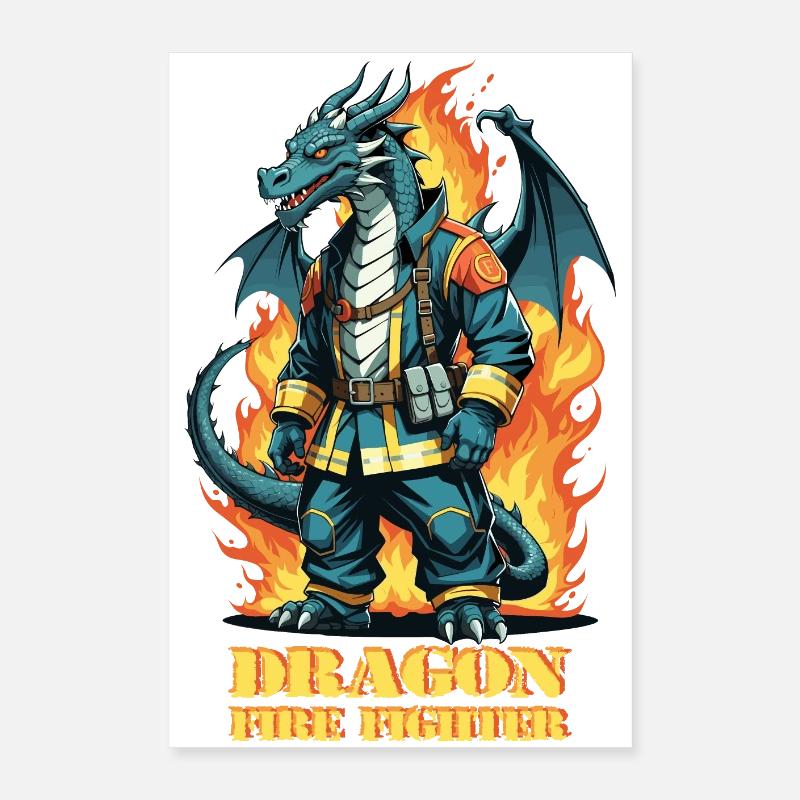 Brigade de pompiers dragons Poster 40 x 60 cm