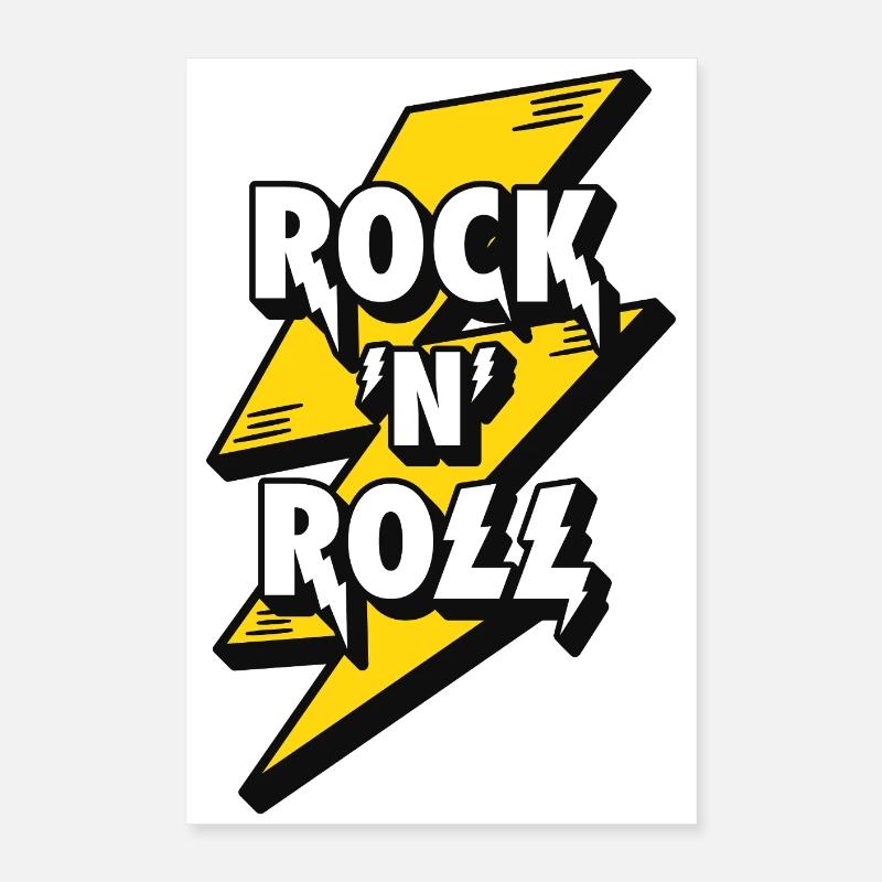 Electrifying Rock and Roll Lightning Design Poster 16" x 24" (40x60 cm)