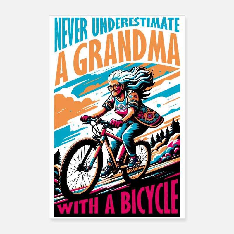 Conception vibrante de grand-mère à vélo Poster 40 x 60 cm