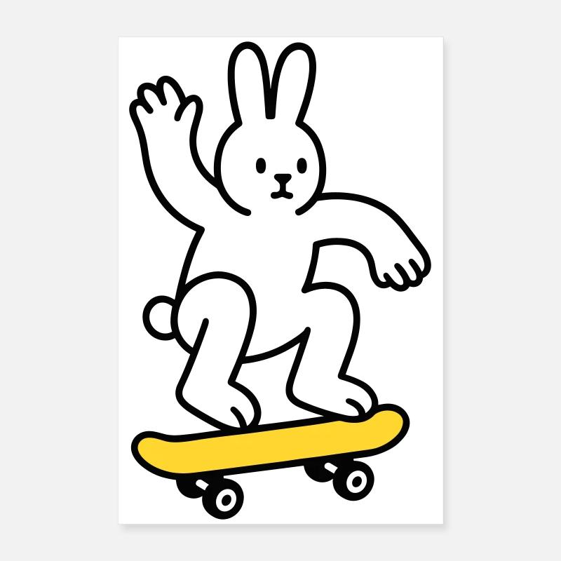 Skate Bunny Graphic Art Poster 16" x 24" (40x60 cm)