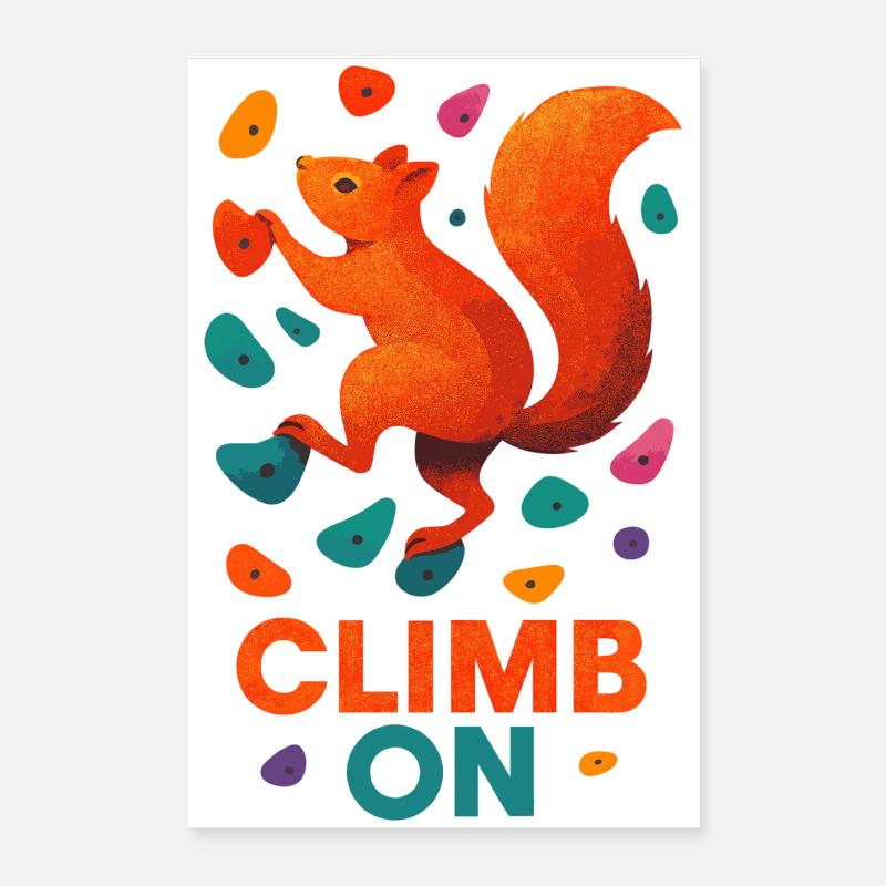 Bouldern Eichhörnchen Klettern Motivation Geschenk Poster 40x60 cm