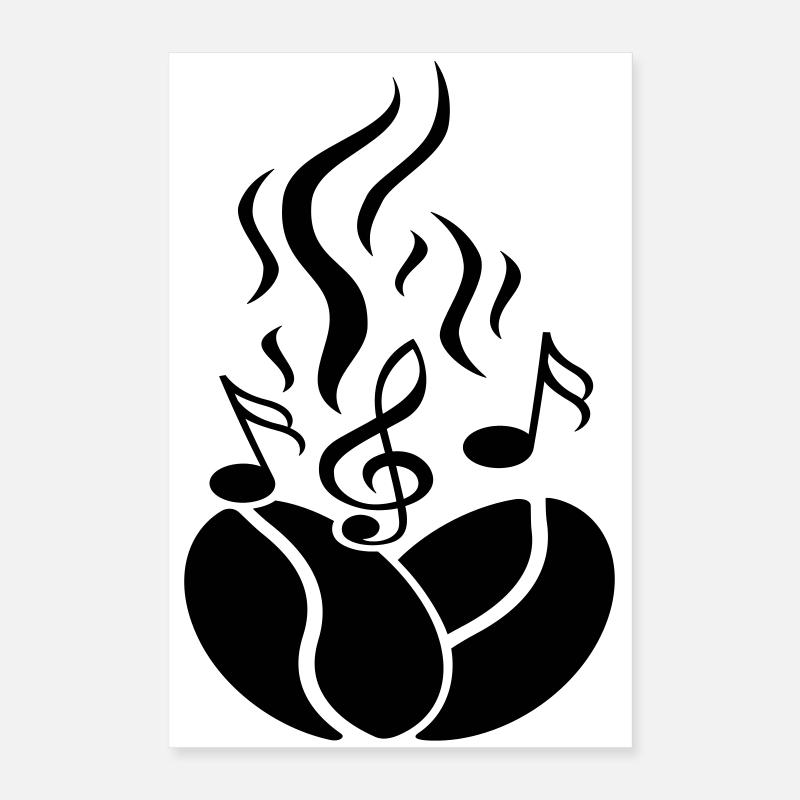 Grains de café avec notes de musique Poster 40 x 60 cm