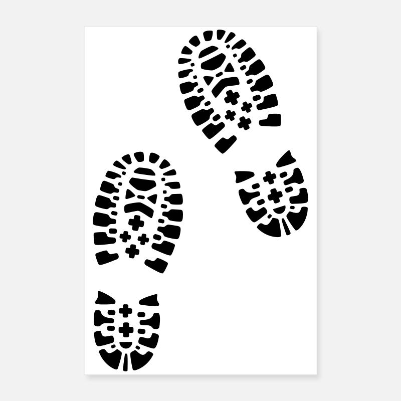 Bottes de randonnée, empreintes de pas Poster 40 x 60 cm