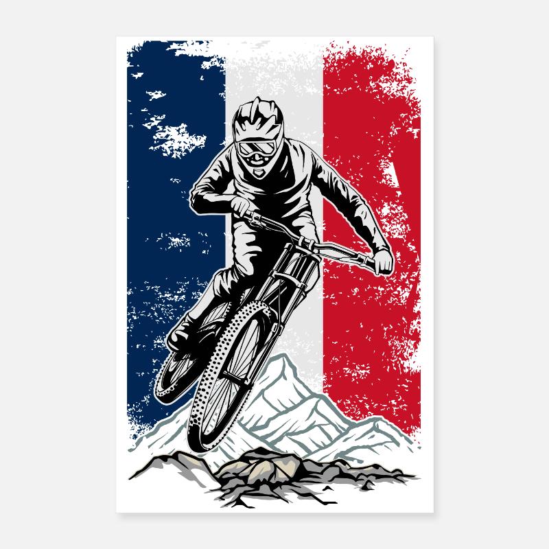 Montagne du drapeau français Poster 40 x 60 cm