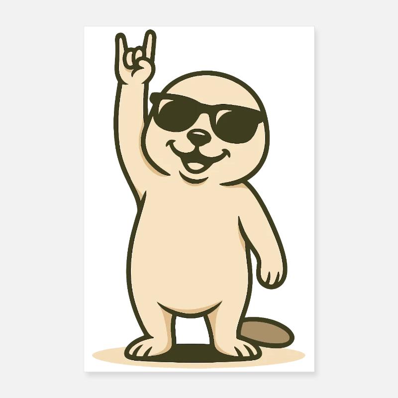 Bébé phoque cool avec pose de bascule Poster 40 x 60 cm