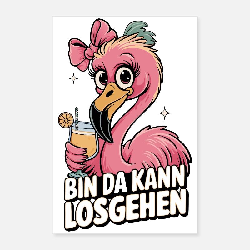 Flamingo Slogan Motif Bin da can start Poster 16" x 24" (40x60 cm)