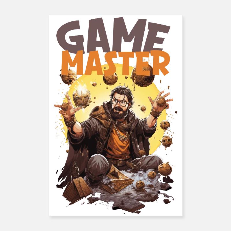 Maître de jeu avec des dés volants – RPG Nerd Poster 40 x 60 cm