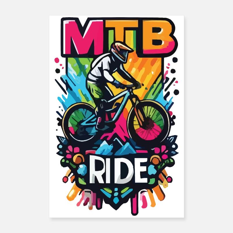 Vibrant Balade en VTT Illustration Poster 40 x 60 cm