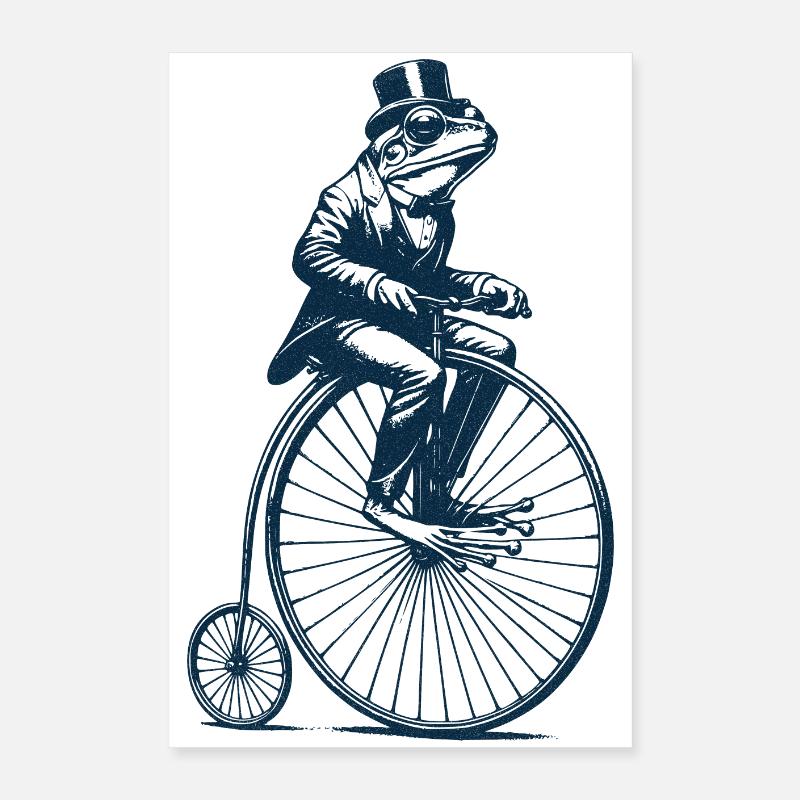 Frog on a penny-farthing Poster 16" x 24" (40x60 cm)