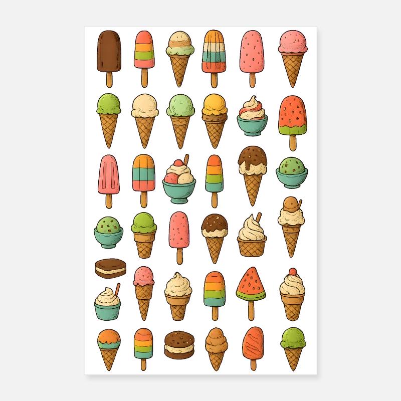 Variété de glaces colorées Poster 40 x 60 cm