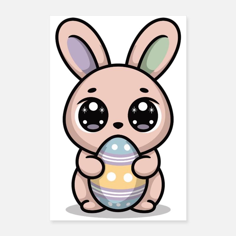 Mignon lapin de Pâques Kawaii Bunny Poster 40 x 60 cm