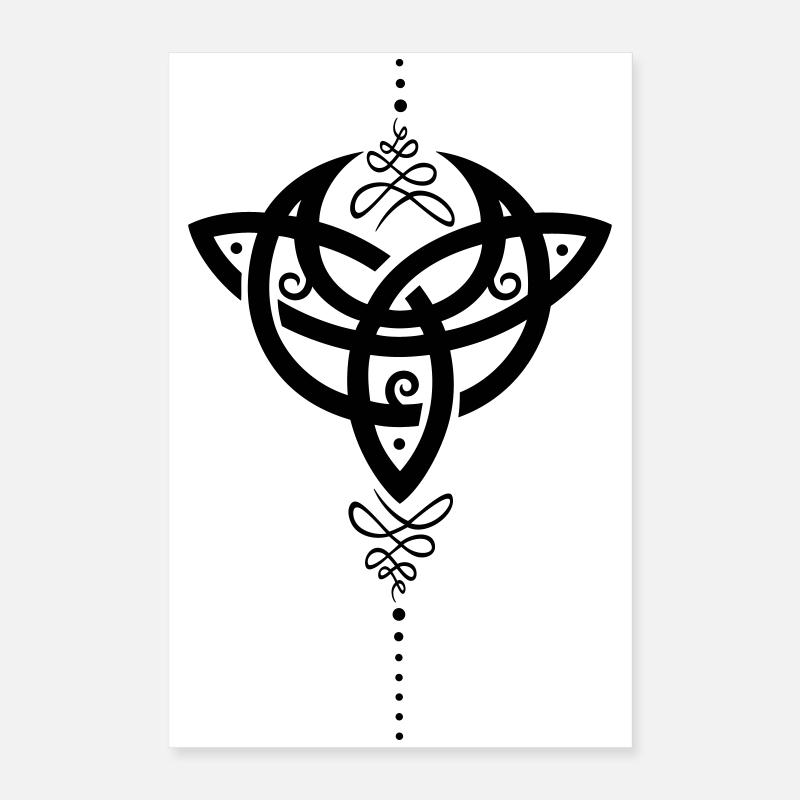 Celtic moon, crescent moon with Trinity symbol. Poster 16" x 24" (40x60 cm)