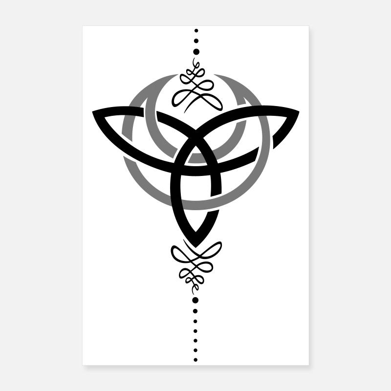 Lune celtique, croissant de lune avec le symbole de la Trinité. Poster 40 x 60 cm