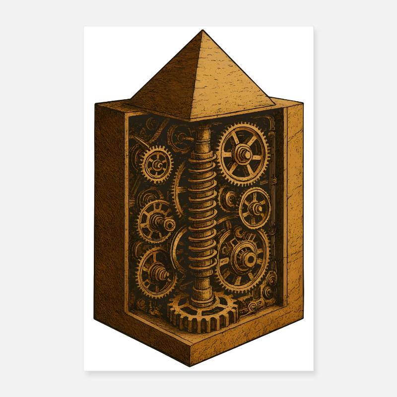 Pyramide de Khéphren | Art du mécanisme d’engrenage ancien Poster 40 x 60 cm