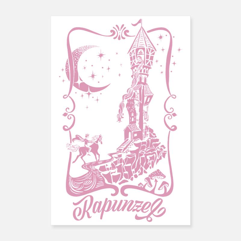 Rapunzel Tower Pink Silhouette Poster 16" x 24" (40x60 cm)
