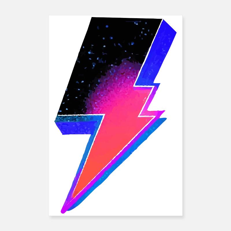 Neon Lightning Bolt Gradient Poster 16" x 24" (40x60 cm)