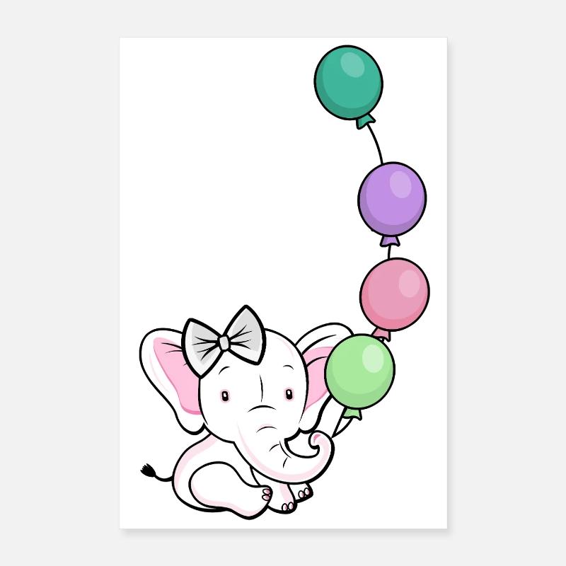 Ballonelefant mit Bogen Poster 40x60 cm