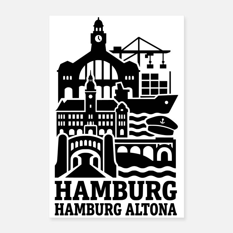 Hamburg Altona Silhouette Poster 40x60 cm