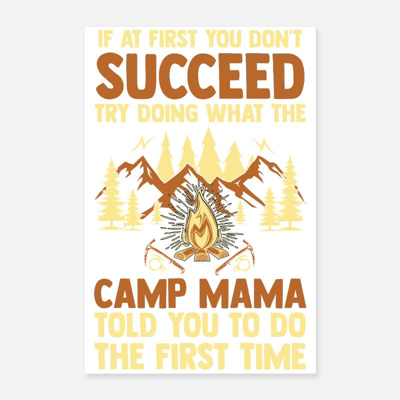 Camping Maman Mère Vie Forêt Campeuse Poster 40 x 60 cm