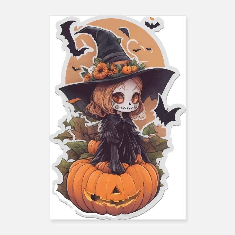 Helloween Pumpkin Witch Poster 16" x 24" (40x60 cm)