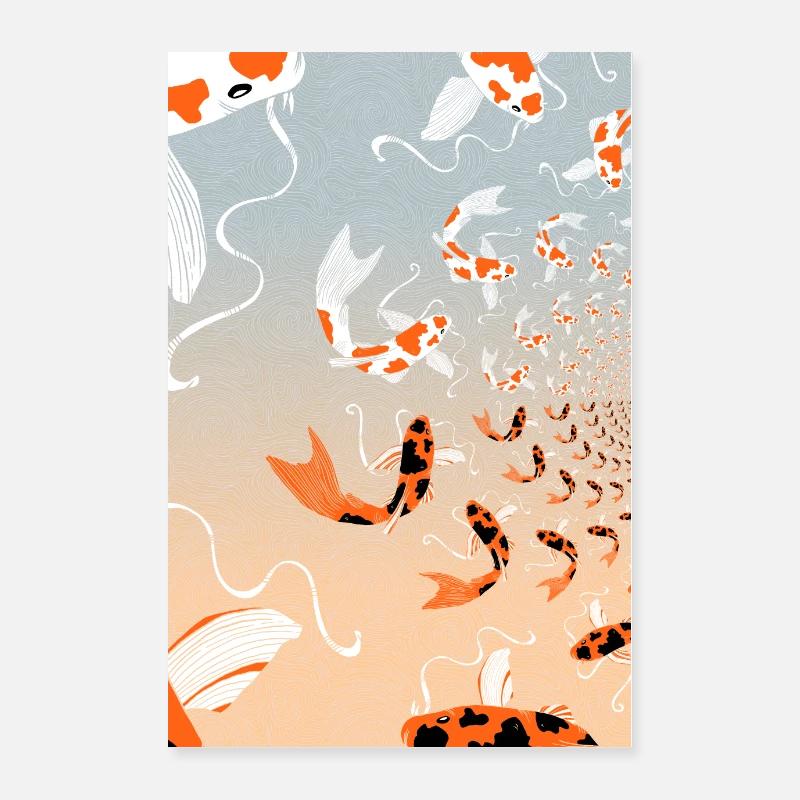 Carpes Koï - Poster 40 x 60 cm - blanc