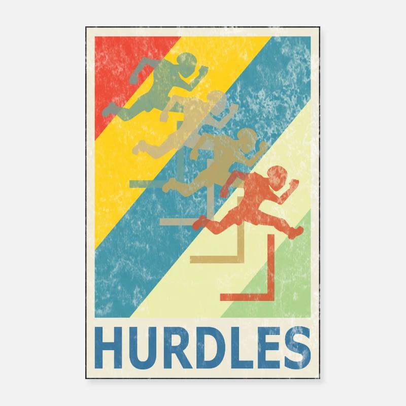 Retro vintage style hurdles hurdler Poster 16" x 24" (40x60 cm)