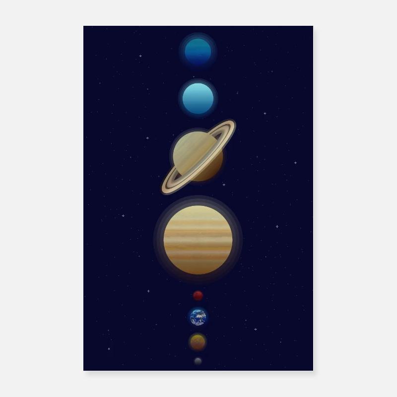 Affiche des planètes spatiales du système solaire - Poster 40 x 60 cm - blanc