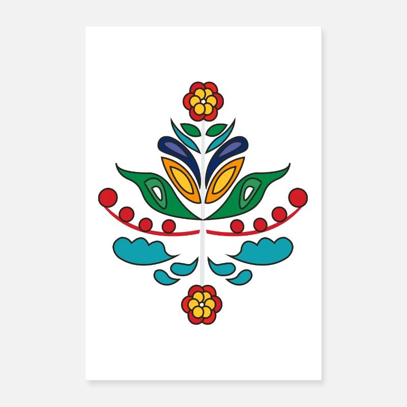 Kurbits fleurs contour Poster 40 x 60 cm