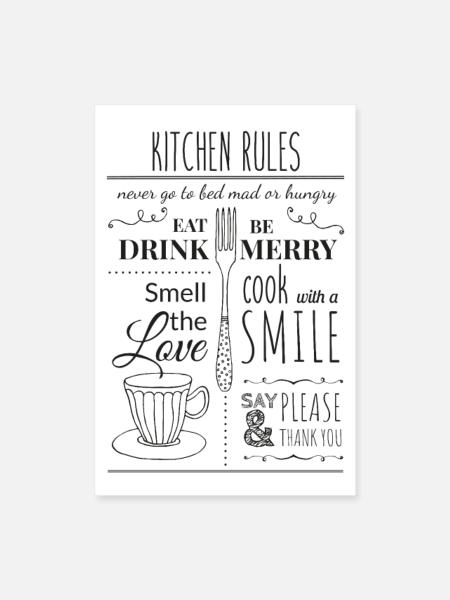 Kitchen Rules - Poster 40x60 cm - Weiß