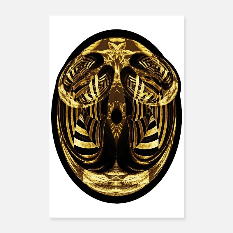 Oval face abstract gold and black Poster 16" x 24" (40x60 cm)