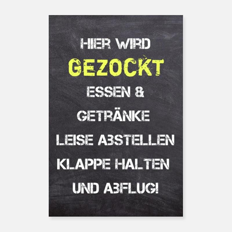 Hier wird gezockt! - Poster 40x60 cm - Weiß