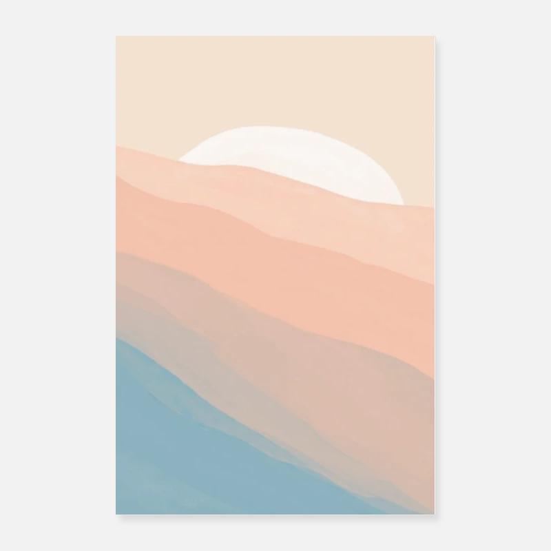 Coucher de soleil abstrait - Poster 40 x 60 cm - blanc