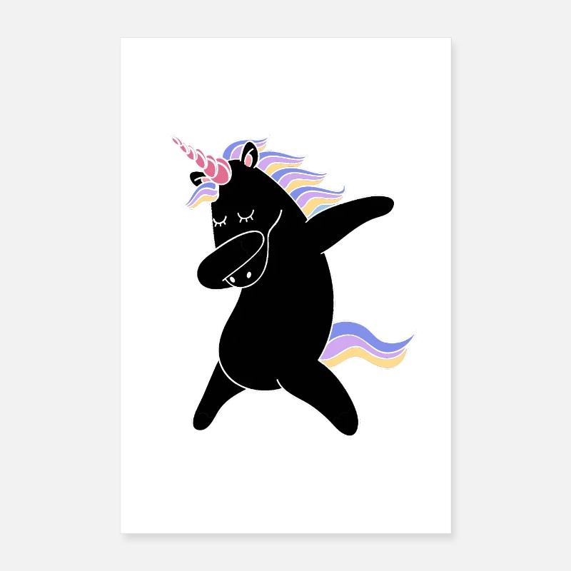 Black dabbing unicorn | Einhorn | Poster 40x60 cm