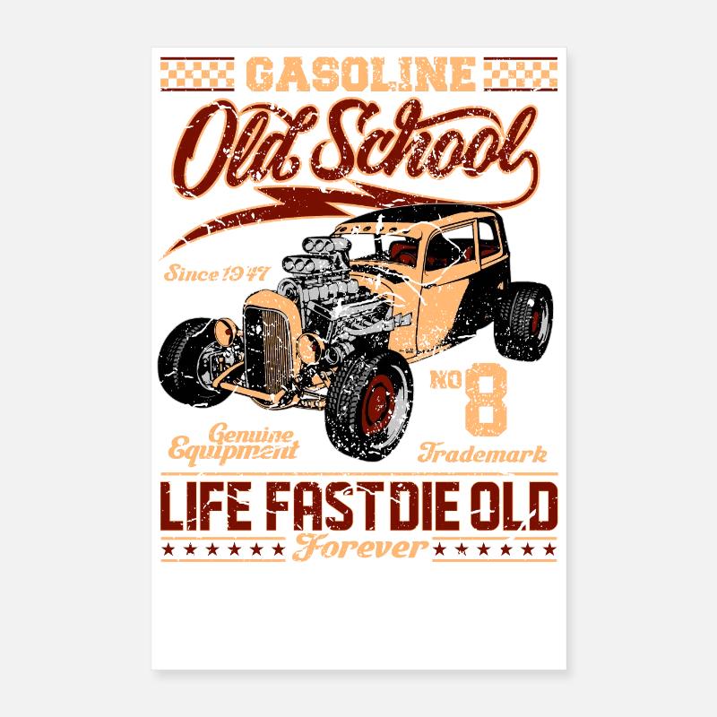 Old School Rockabilly Hot Rod Poster 16" x 24" (40x60 cm)