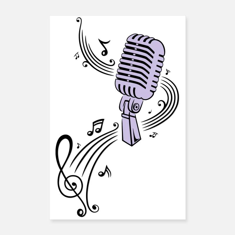 Music, clef with retro microphone Poster 16" x 24" (40x60 cm)
