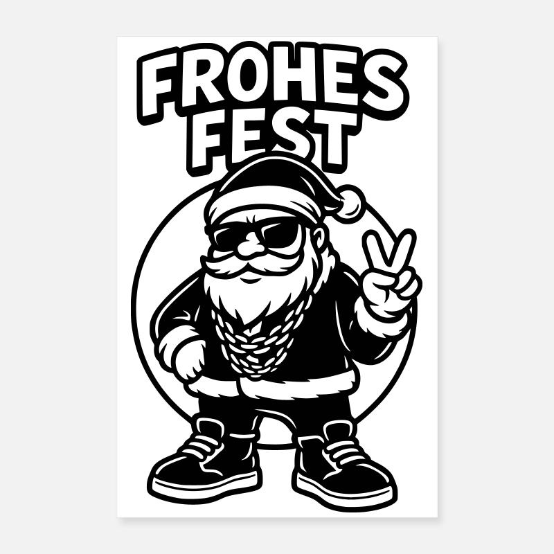 Cool Santa Merry Christmas Santa Claus Poster 16" x 24" (40x60 cm)