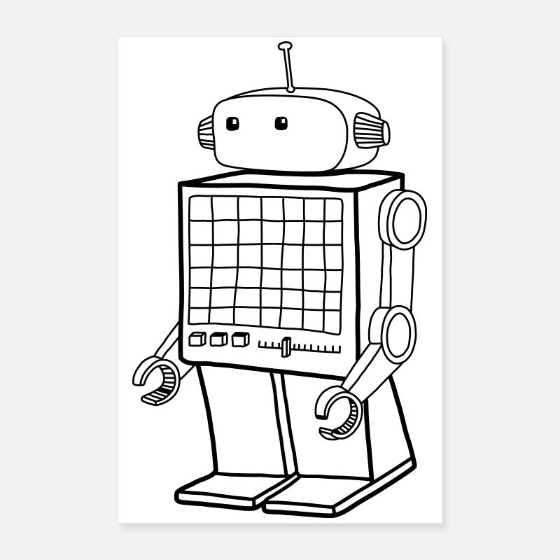 Retro Robot – Vintage AI Android Design Poster 16" x 24" (40x60 cm)
